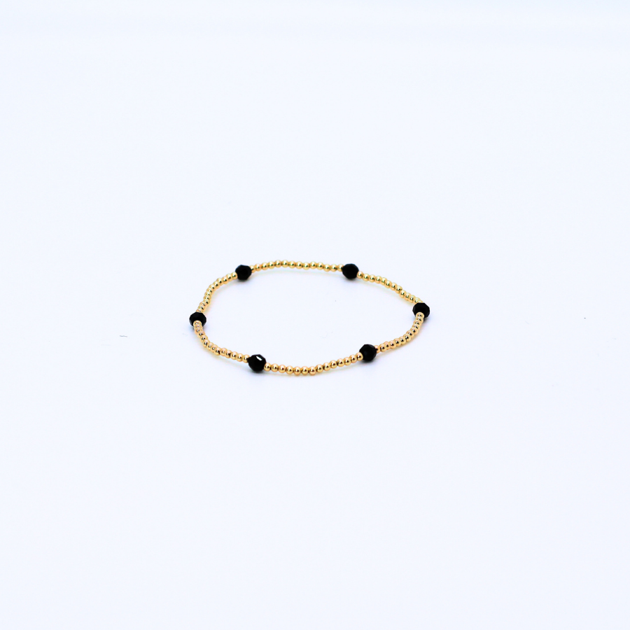 CLASSIC Gold & Swarovski 2mm Bead Bracelet, Jet