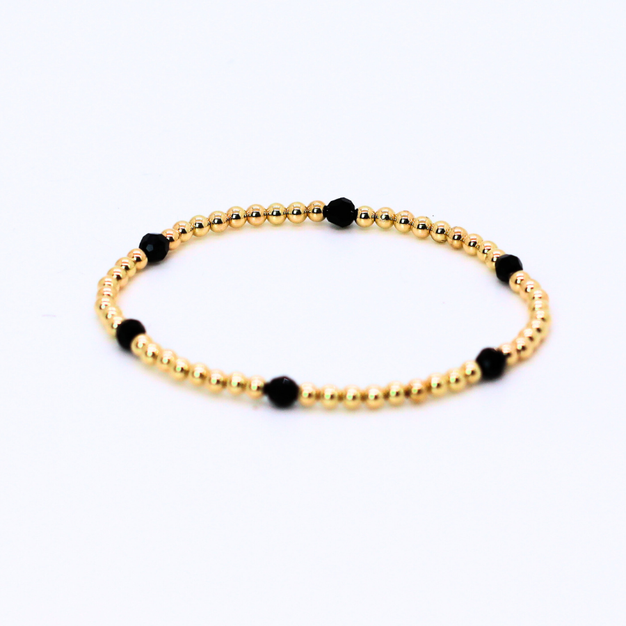 CLASSIC Gold & Swarovski 3mm Bead Bracelet, Jet