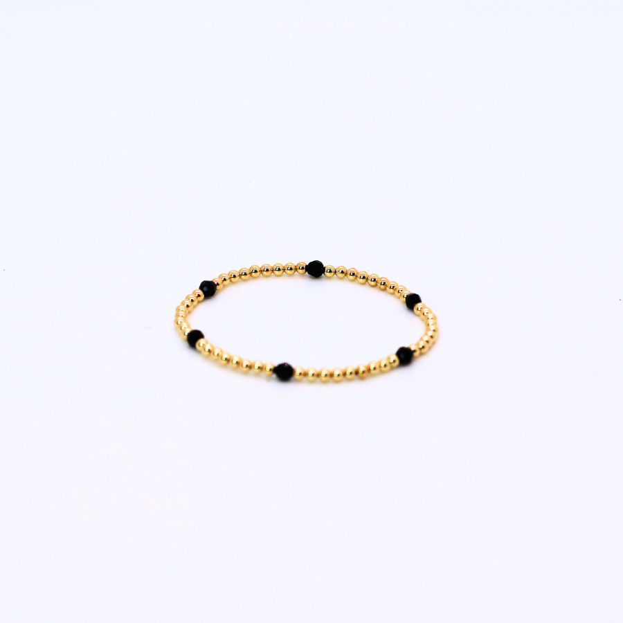 CLASSIC Gold & Swarovski 3mm Bead Bracelet, Jet
