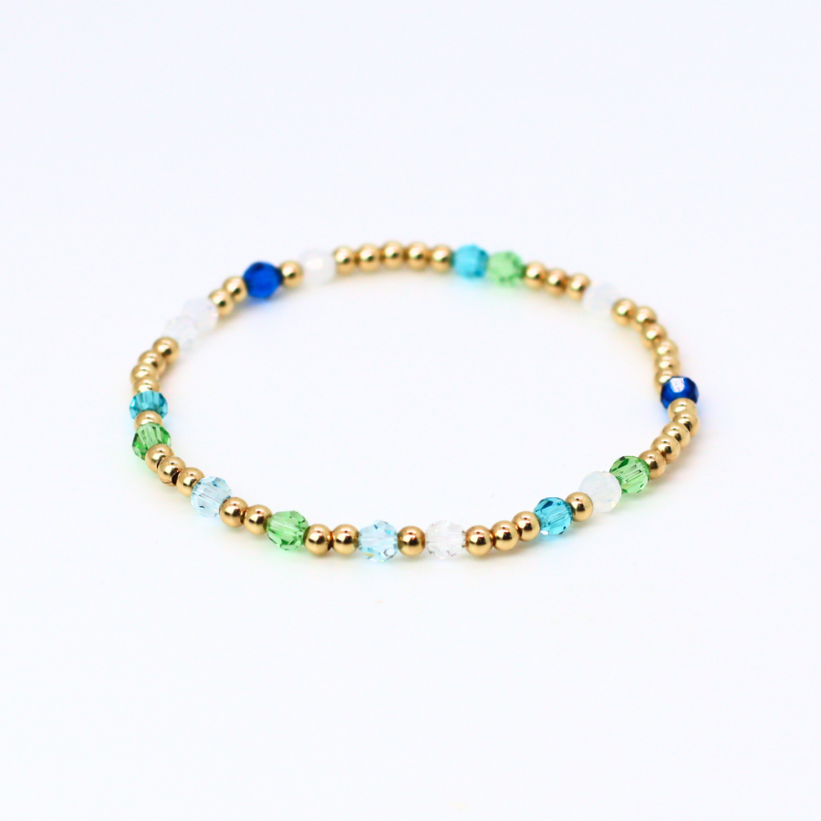 Sea Glass 4mm Swarovski & 3mm Gold