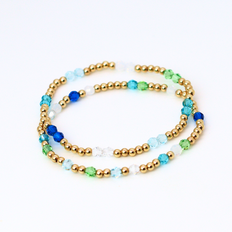 Sea Glass Rhythm 4mm Swarovski & 3mm Gold