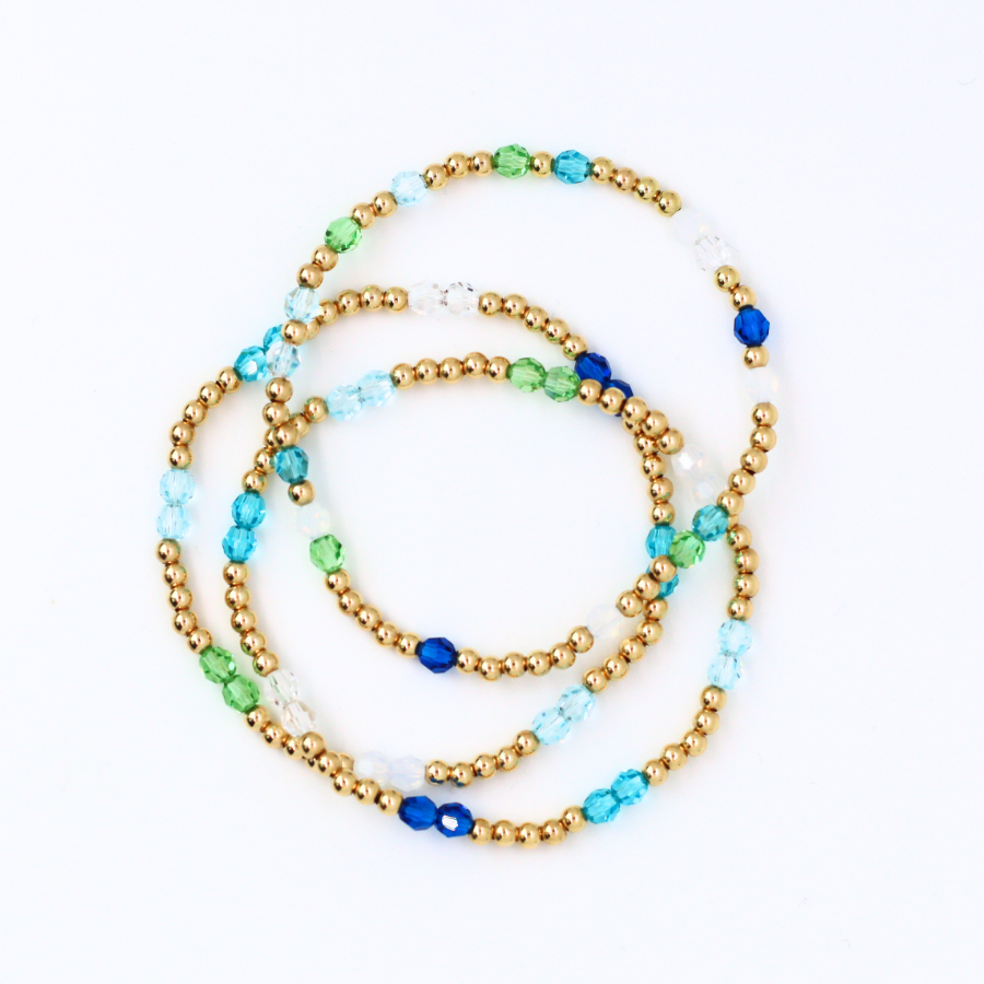 Sea Glass Rhythm 4mm Swarovski & 3mm Gold