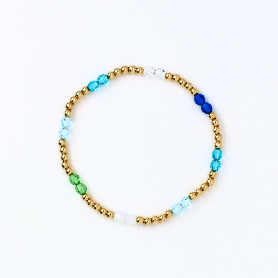 Sea Glass Rhythm 4mm Swarovski & 3mm Gold