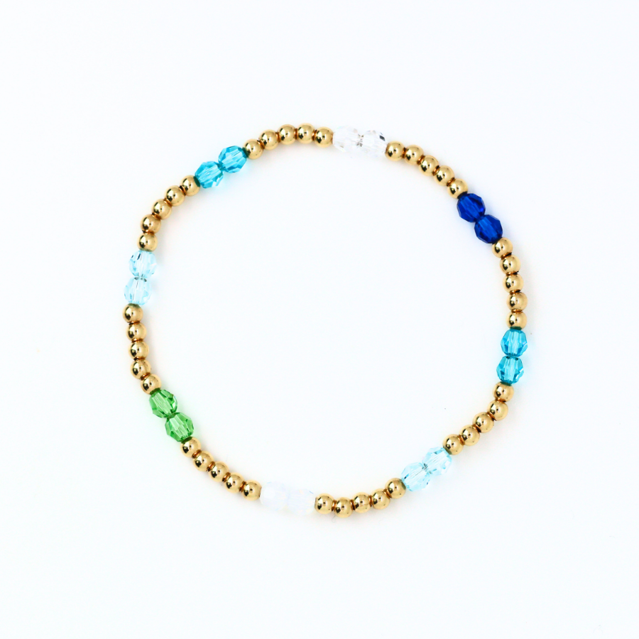 Sea Glass Rhythm 4mm Swarovski & 3mm Gold