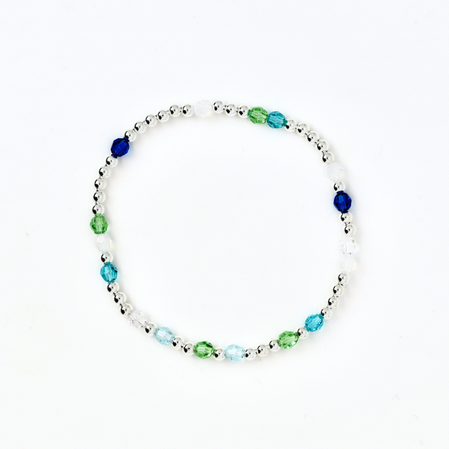 Sea Glass 4mm Swarovski & 3mm Sterling Silver