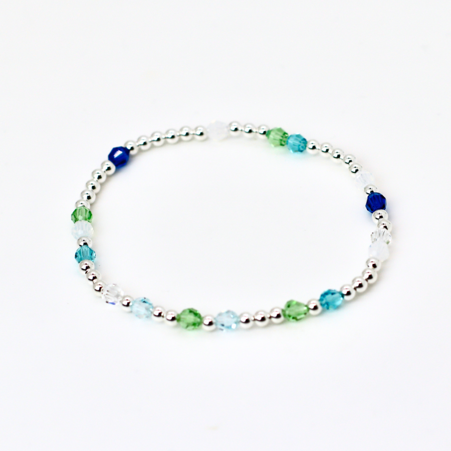Sea Glass 4mm Swarovski & 3mm Sterling Silver