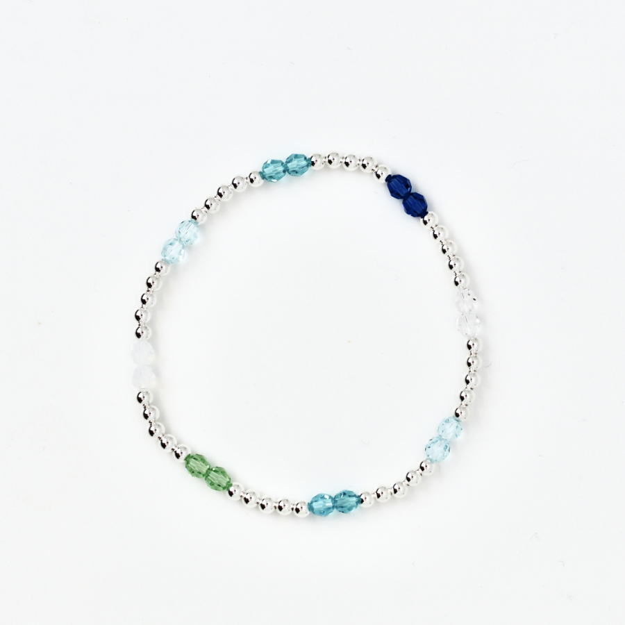Sea Glass Rhythm 4mm Swarovski & 3mm Sterling Silver