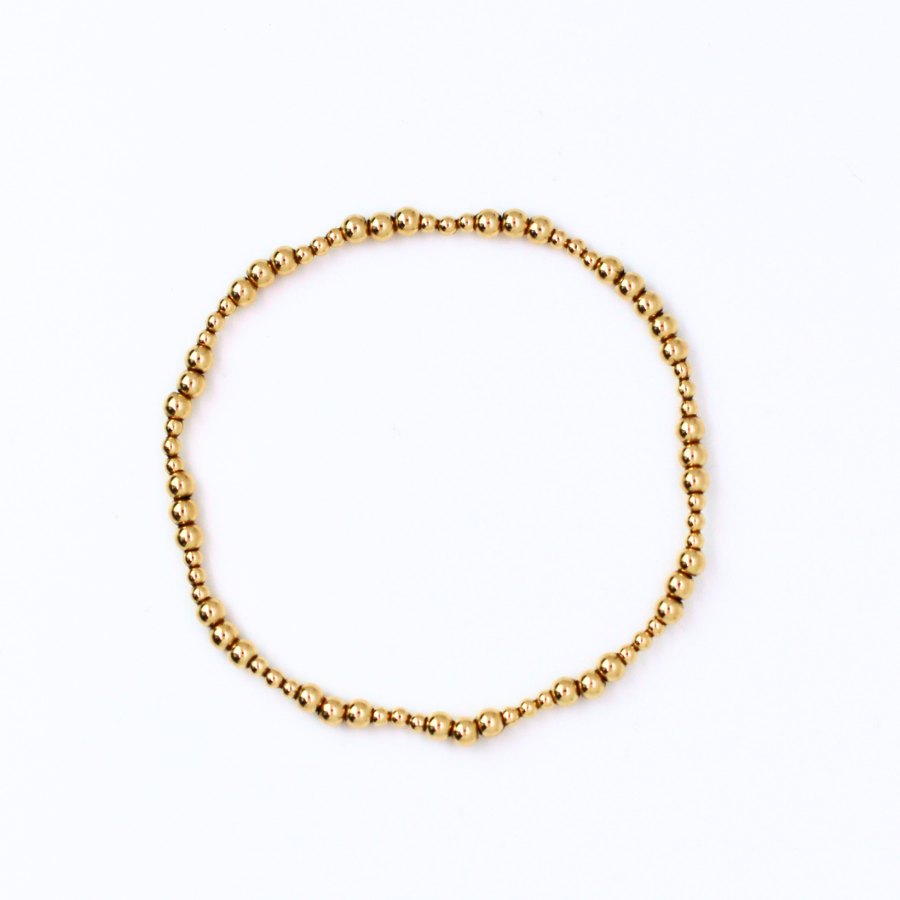 TRINITY 2mm Bead Bracelet, 3mm Gold