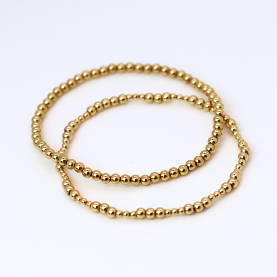TRINITY 2mm Bead Bracelet, 3mm Gold