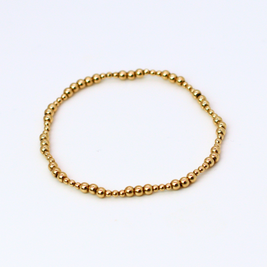 TRINITY 2mm Bead Bracelet, 3mm Gold