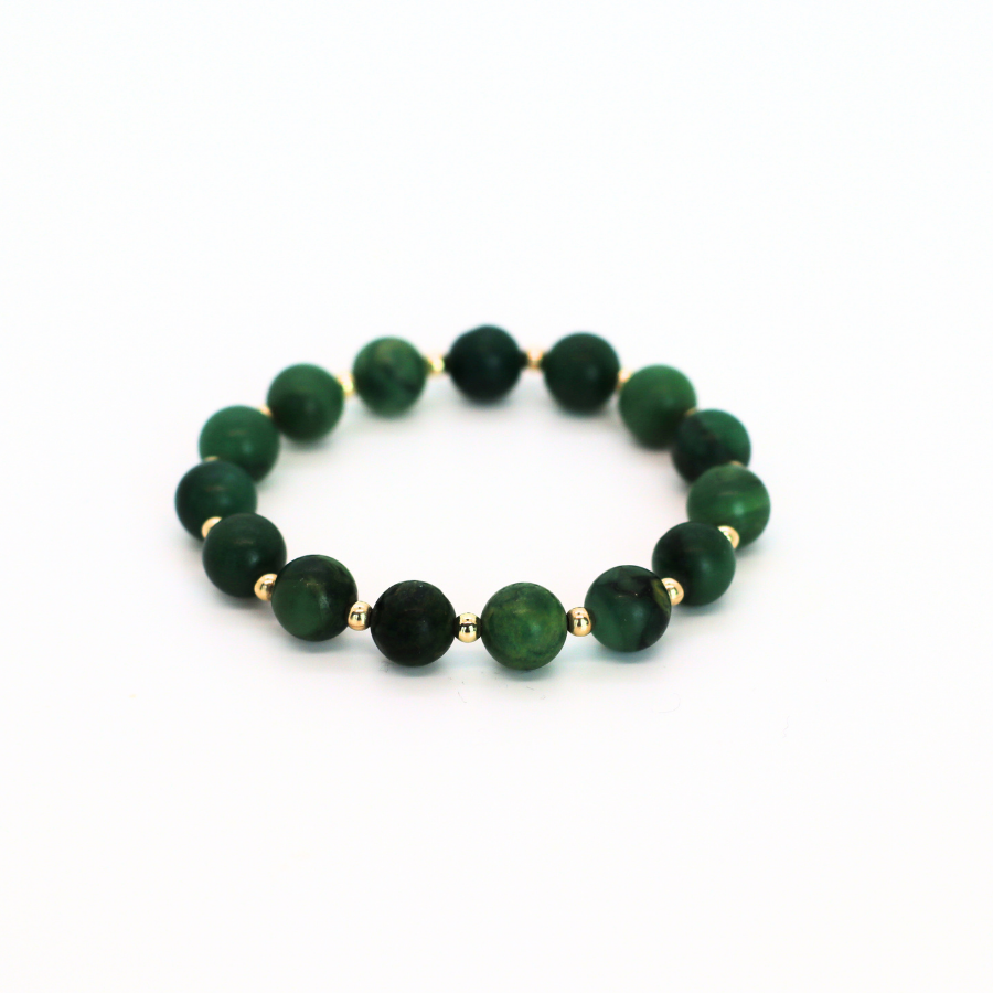 Green Onyx & Gold, 8mm Bracelet