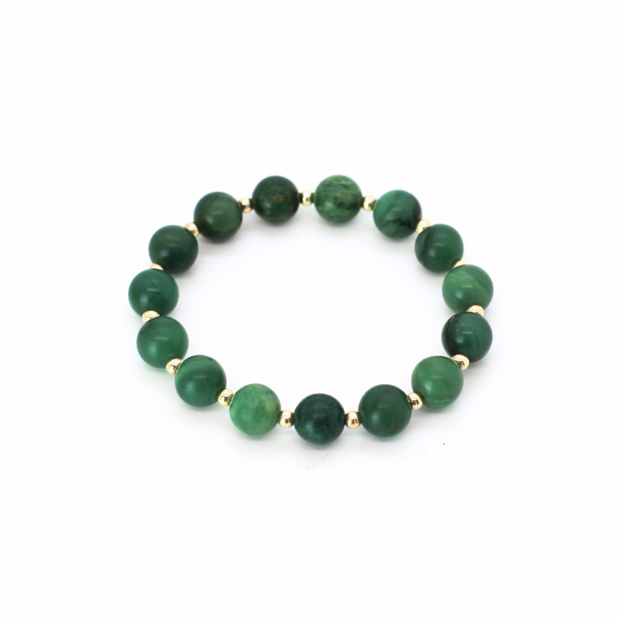 Green Onyx & Gold, 8mm Bracelet
