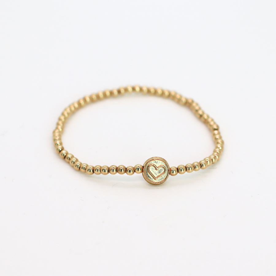 Round Heart 2mm Gold Filled Bracelet