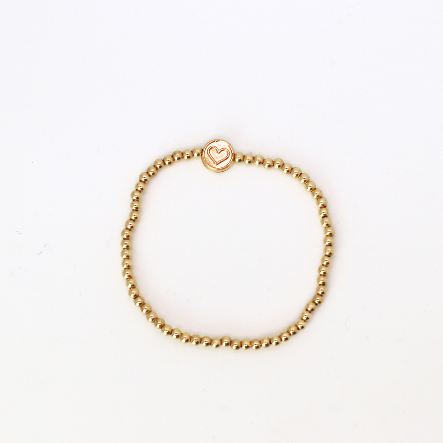 Round Heart 2mm Gold Filled Bracelet