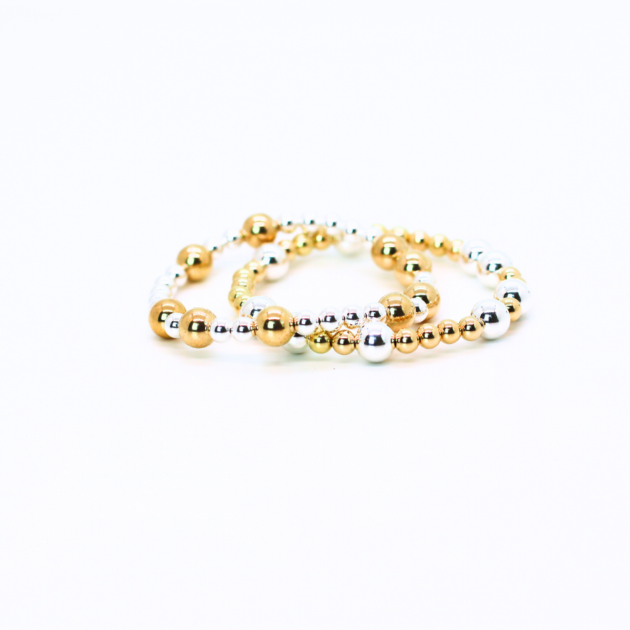 HOPES PROMISE 6mm Bead Bracelet, Sterling Mixed Metals