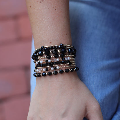 HOPES PROMISE 4mm Swarovski & 3mm Gold, Jet