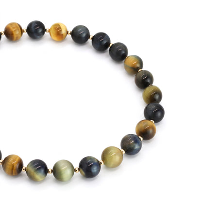 Horizon Necklace — 12mm Blue Brown Tiger’s Eye