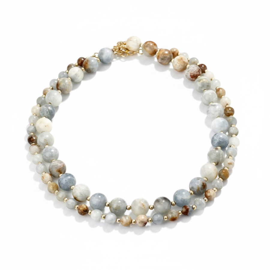 Peaceful By nature - 10mm Blue Celestite Necklace