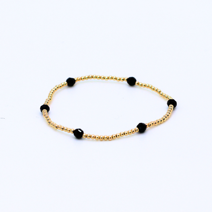 CLASSIC Gold & Swarovski 2mm Bead Bracelet, Jet