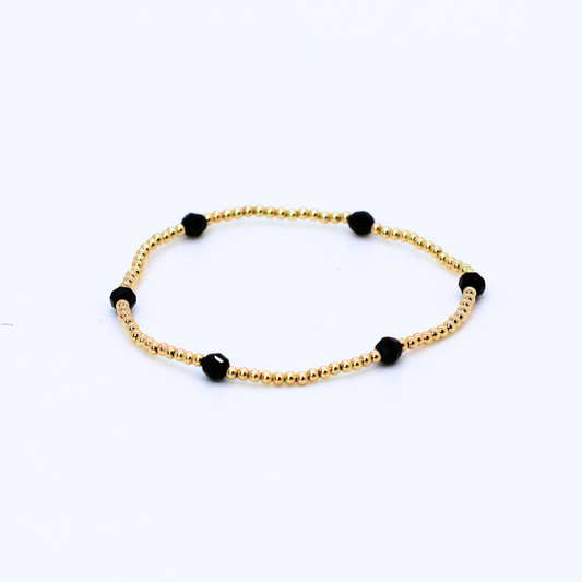 CLASSIC Gold & Swarovski 2mm Bead Bracelet, Jet