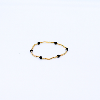 CLASSIC Gold & Swarovski 2mm Bead Bracelet, Jet