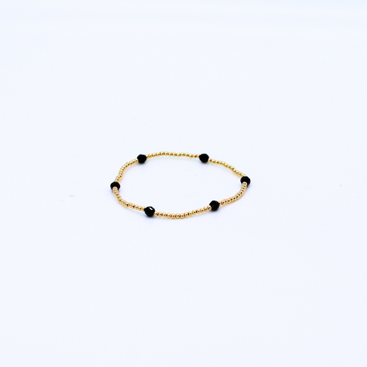 CLASSIC Gold & Swarovski 2mm Bead Bracelet, Jet