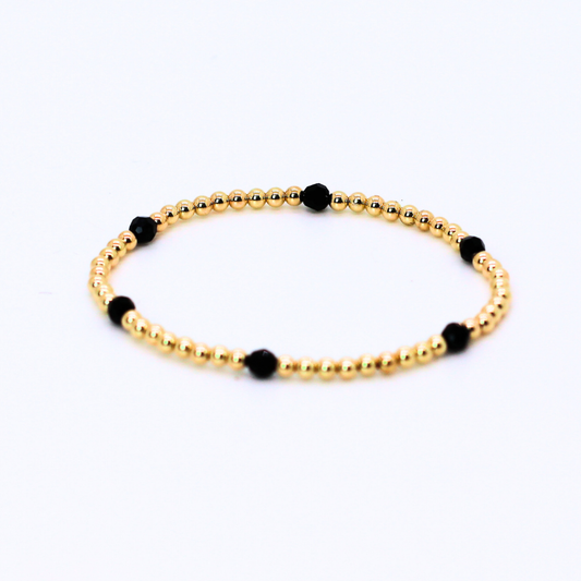 CLASSIC Gold & Swarovski 3mm Bead Bracelet, Jet