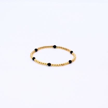 CLASSIC Gold & Swarovski 3mm Bead Bracelet, Jet