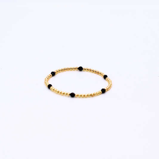 CLASSIC Gold & Swarovski 3mm Bead Bracelet, Jet