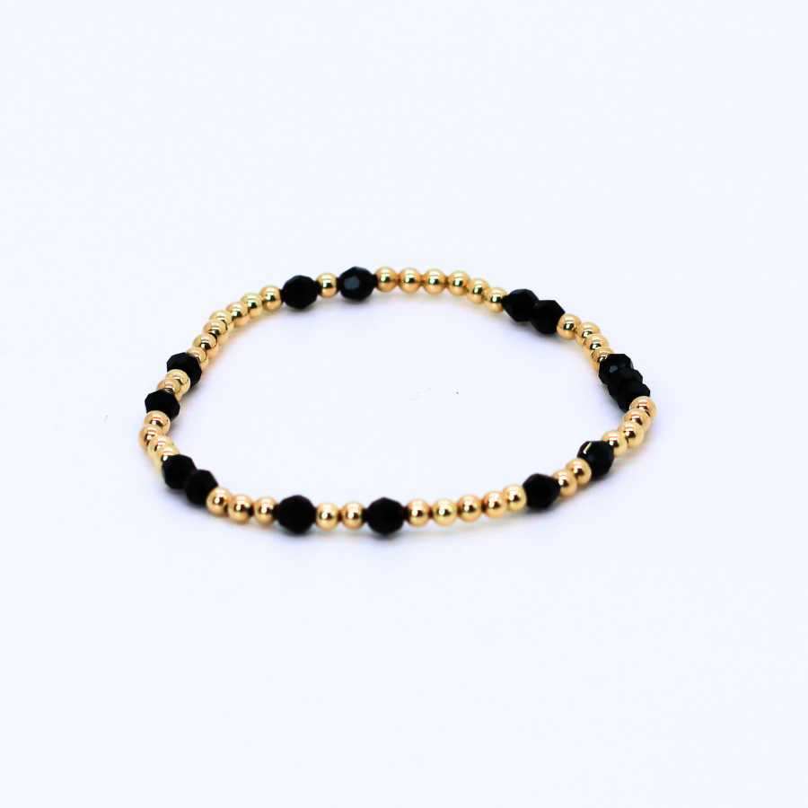 HOPES PROMISE 4mm Swarovski & 3mm Gold, Jet