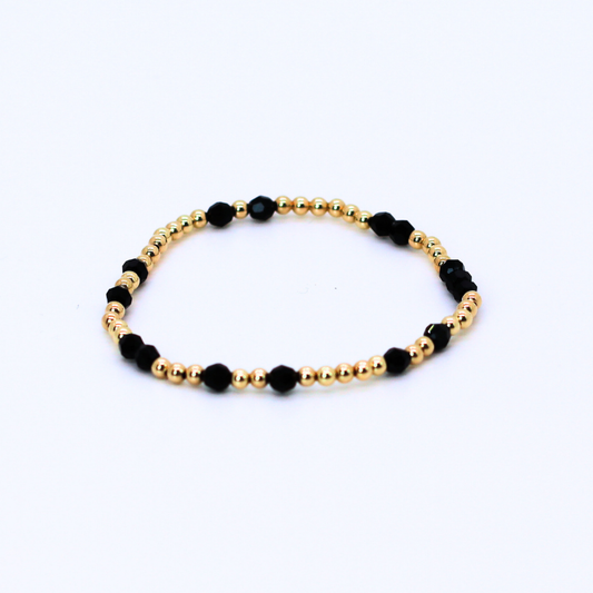 HOPES PROMISE 4mm Swarovski & 3mm Gold, Jet