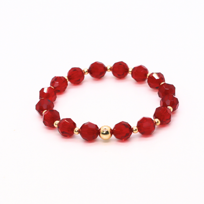 GRACE 8mm Swarovski & 3mm Gold Beaded Bracelet, Garnet