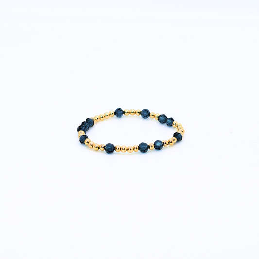 HOPES PROMISE 4mm Swarovski & Gold, Denim