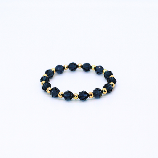 GRACE 8mm Swarovski & Gold, Denim