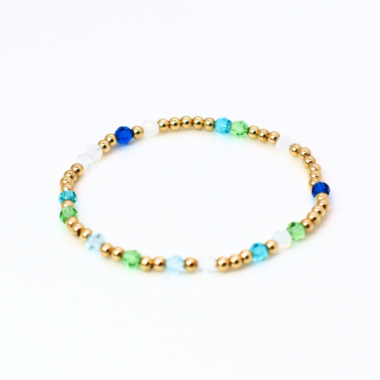 Sea Glass 4mm Swarovski & 3mm Gold