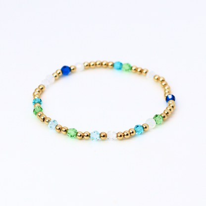Sea Glass 4mm Swarovski & 3mm Gold