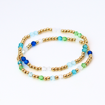 Sea Glass 4mm Swarovski & 3mm Gold