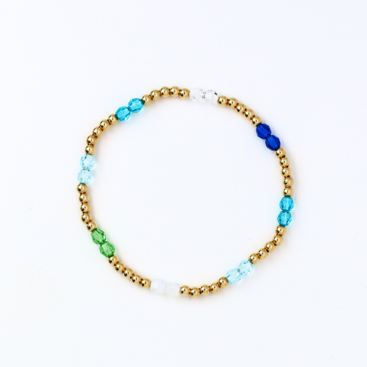 Sea Glass Rhythm 4mm Swarovski & 3mm Gold
