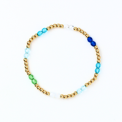 Sea Glass Rhythm 4mm Swarovski & 3mm Gold