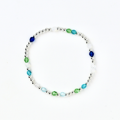 Sea Glass 4mm Swarovski & 3mm Sterling Silver