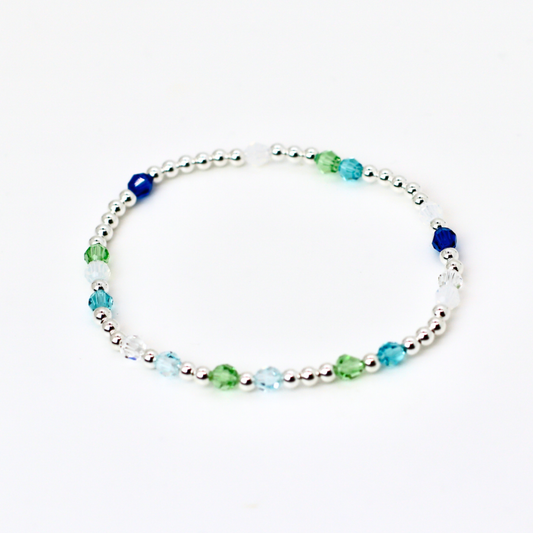 Sea Glass 4mm Swarovski & 3mm Sterling Silver