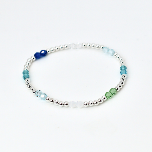 Sea Glass Rhythm 4mm Swarovski & 3mm Sterling Silver