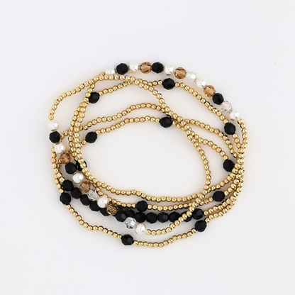 CLASSIC Gold & Swarovski 3mm Bead Bracelet, Jet
