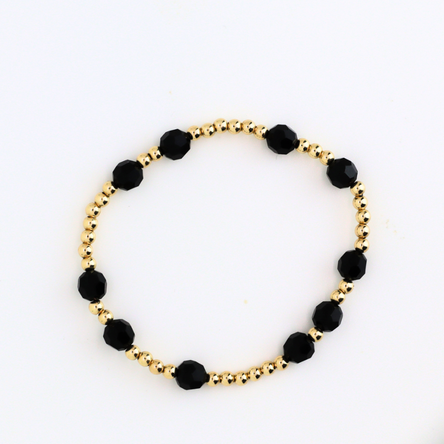 HOPES PROMISE 6mm Swarovski & Gold, Jet