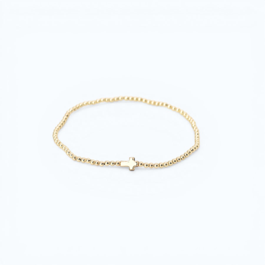 Dainty Cross, 2mm Gold Filled Bracelet