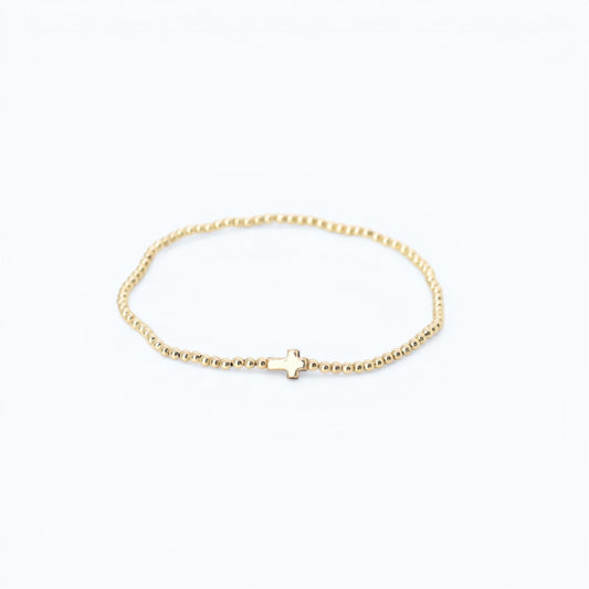 Dainty Cross, 2mm Gold Filled Bracelet
