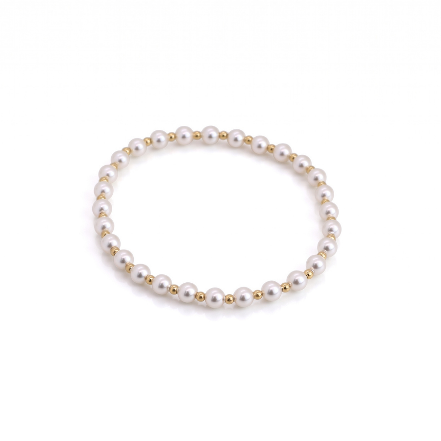 Grace 4mm Pearl, 3mm Gold Braclet