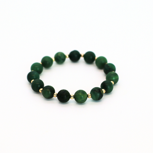 Green Onyx & Gold, 8mm Bracelet