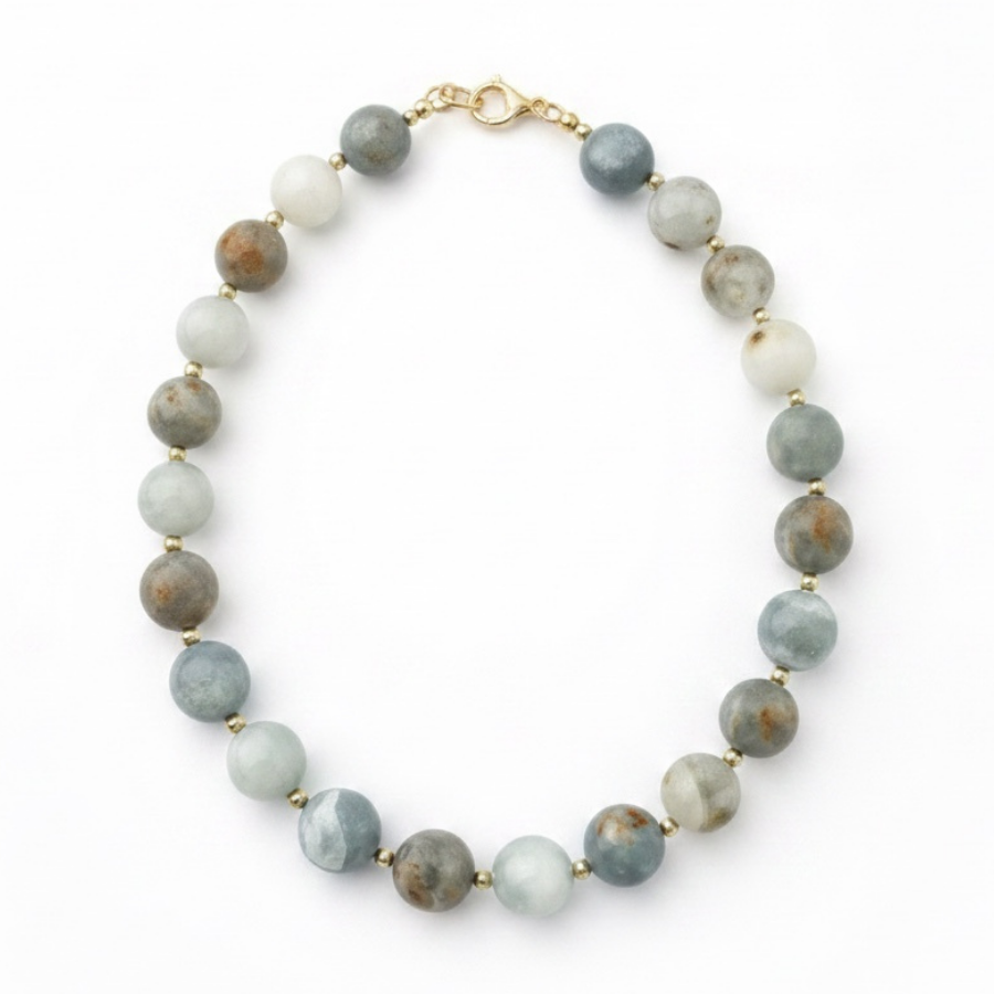 Peaceful By nature - 10mm Blue Celestite Necklace
