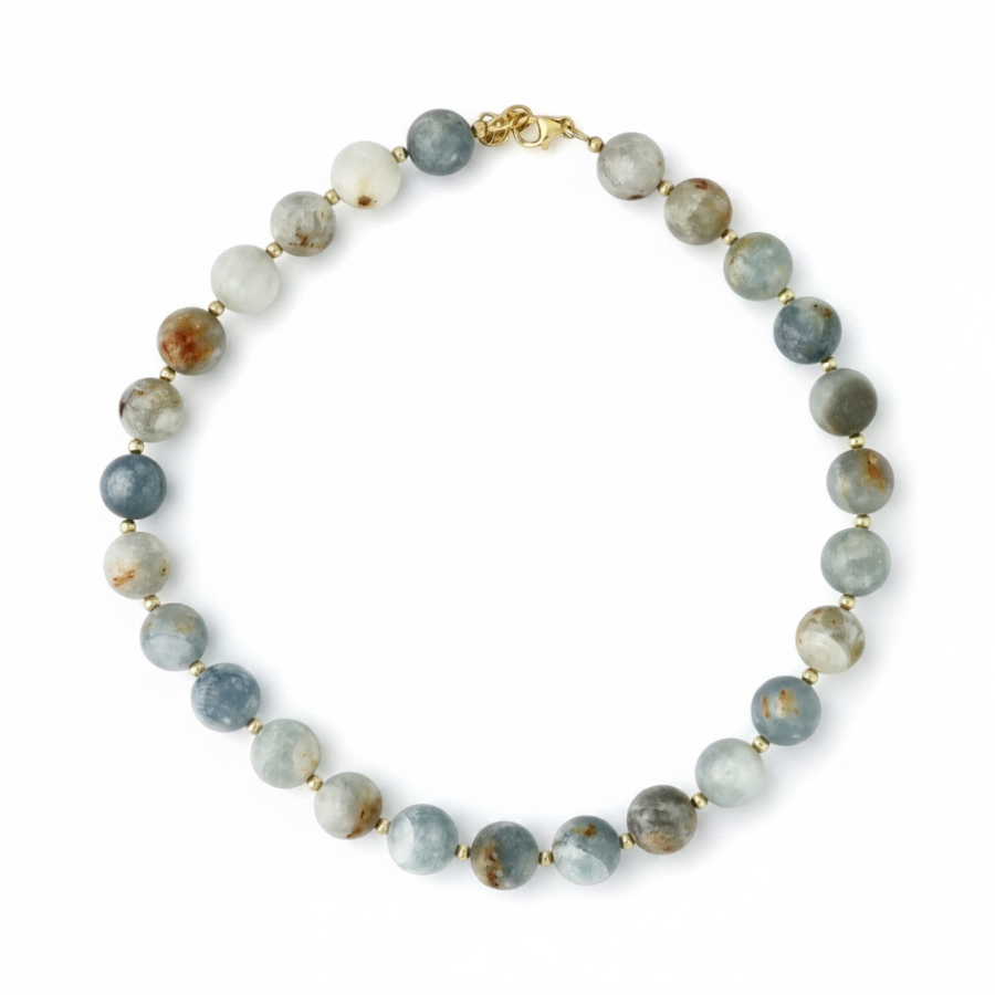 Peaceful By nature - 10mm Blue Celestite Necklace